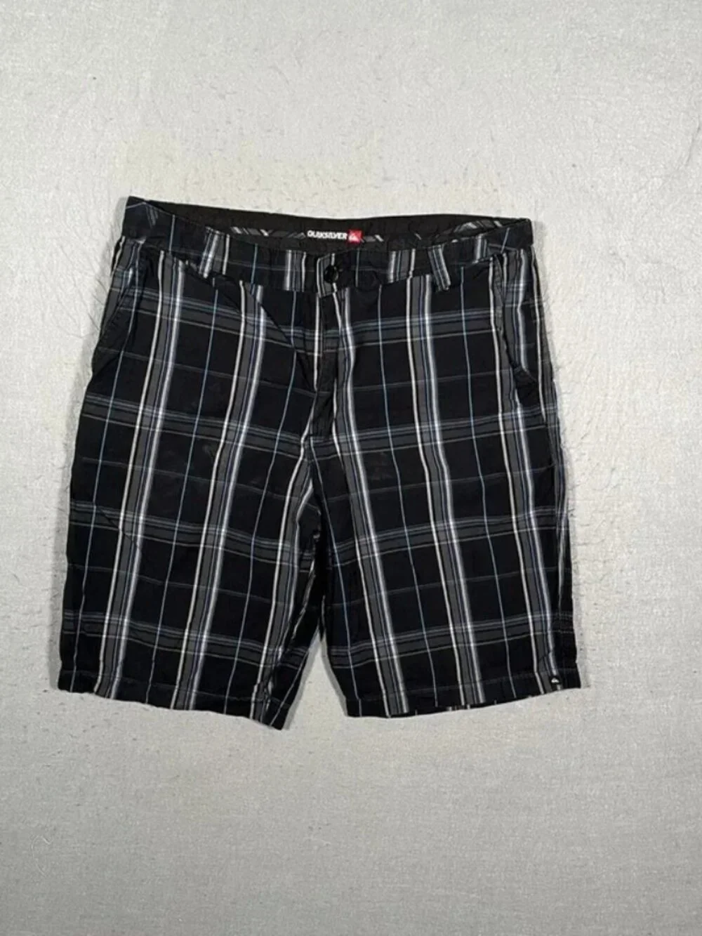Quiksilver Dark Blue Chequered Chino Shorts Surf W34 I10